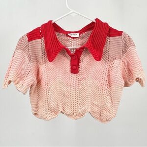 Storia Red and Pink Knit Crop Top